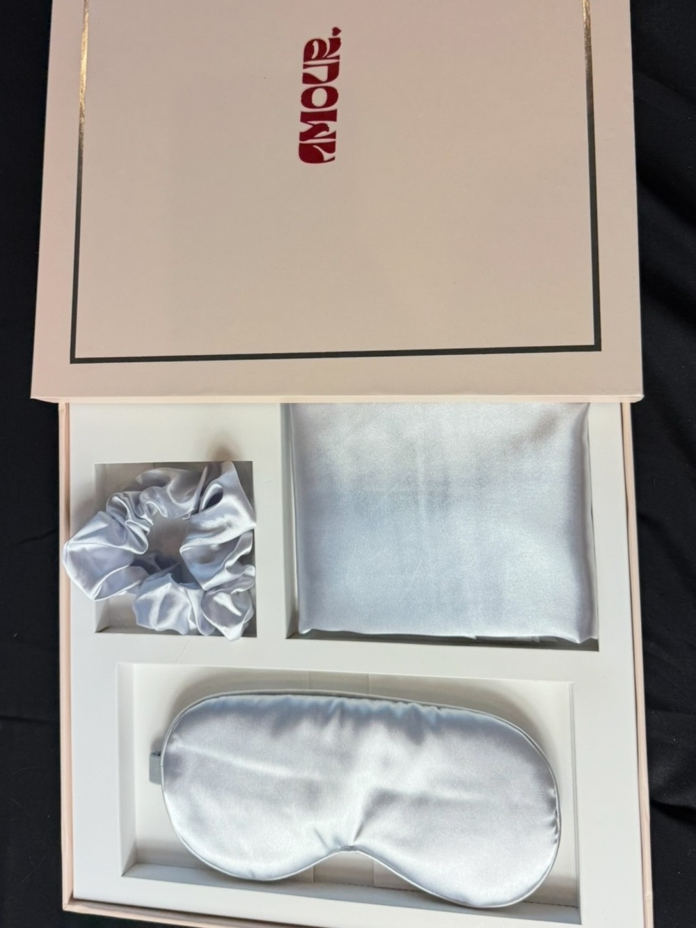 Silky Light Gray Sleep Set with Eye Mask